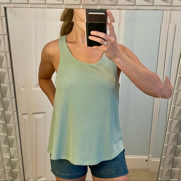 Mint Green Razor Back Tank Top - Picture 1 of 8